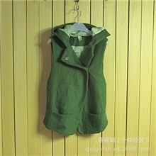 外贸原单女装批发品牌尾货呢子连帽修身百搭背心马甲