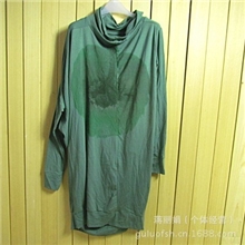 外贸正品尾货休闲宽松大码女装荷叶印花个性长袖秋冬连衣裙