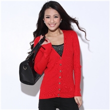 新款韩版长袖v领针织开衫修身针织衫