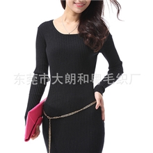 厂家提供女装毛衣加工中长款女式韩版条纹针织衫羊毛打底衫女