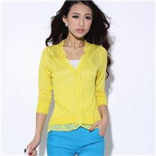 韩版蕾丝花边针织衫薄款针织开衫