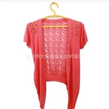 开衫针织衫女薄镂空罩衫女防晒针织衫短袖镂空空调衫