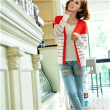 V领单排扣开衫,简约修身针织衫B885优质长袖秋装新款女