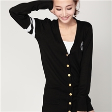 秋冬新款女式条纹针织衫~女装流行学院风海军外套开衫B876