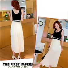 2013夏装热销爆款,韩版假两件背心拼接雪纺连衣长裙A1030