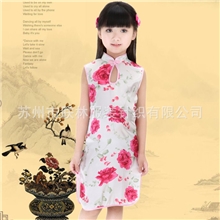 供应唐装儿童唐装仿丝小旗袍05