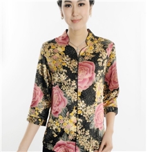 中老年女装夏装衬衣夏季女式中袖衬衫新款夏装女复古修身星#