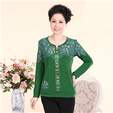 【一件代发】热卖中老年女装秋装妈妈装半开圆领长袖T恤打底衫