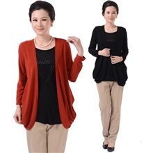 【一件代发】中老年女装秋妈妈装时尚假两件套柳钉宽松长袖