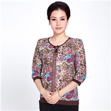 日销万件正品新款春秋装中老年七分袖T恤妈妈装定制大码上衣