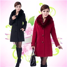 中老年女装秋冬大衣大码中年女装妈妈装毛呢大衣大毛领羊绒大衣