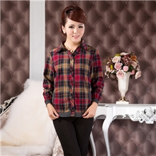 批发中老年纯棉秋装女装格子外套中年妈妈装上衣休闲夹克衬衫女士