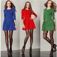 高端定制明星贝嫂同款简约修身七分袖赫本风复古连衣裙