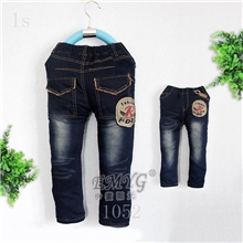 批发大童冬款加绒加厚童棉裤儿童夹裤批发牛仔加厚童裤(1052ls)