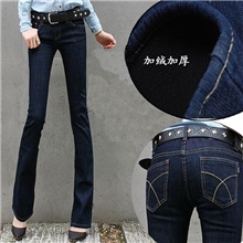 【伙拼】冬季新品加绒加厚微喇牛仔裤保暖修身大码休闲长裤批发