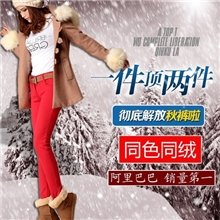 2013秋冬新款彩色加绒加厚铅笔裤同色同绒小脚裤糖果色牛仔裤