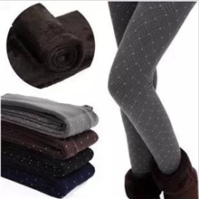 女士九分裤格子点点不倒绒打底裤加绒加厚秋冬保暖裤打底裤批发