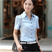 免费加盟2013夏季爆款日韩女装批发职业V领短袖衬衫女-0310