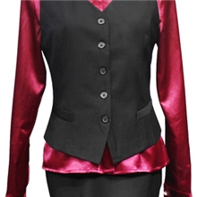 批发定做女式长袖衬衫西背包裙三件套马甲背心真丝衬衫