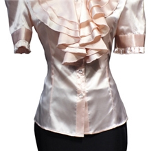 短袖荷叶立领雪纺衬衫工作装短袖套裙工作服职业装