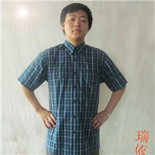 2013男装纯棉男式衬衫短袖衬衫格子衬衫贴袋单排扣休闲衬衫