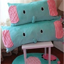 批发毛绒清新小象薄荷绿大象可拆洗大单人枕头双人抱枕靠垫