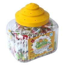 鑫福记水果切片100支桶装果味棒棒糖休闲食品批发