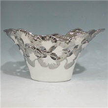 供应陶瓷工艺品抽象艺术品家居饰品电镀银杏花瓶4批发