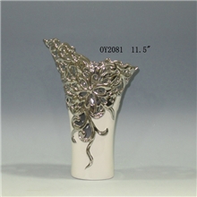 供应陶瓷工艺品抽象艺术品家居饰品电镀镂空花瓶批发