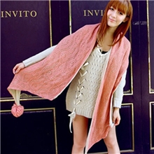 2013秋冬新款反正双面针织镂空球球围巾女士保暖麻海毛针织围巾