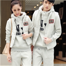 实拍情侣装三件套/加绒加厚情侣套装/全棉学生班服运动服优质版