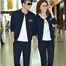 秋季情侣装男女休闲运动服时尚三件套开衫立领情侣套装代批