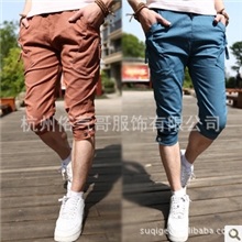 2013新款爆款男士侧口袋短裤男罗口七分裤男牛仔裤牛仔裤