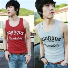 男式背心印花背心男紧身背心罗纹背心韩版清仓不退不换