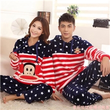 睡衣厂家批发冬季新款情侣卡通猴子长袖套装法兰绒家居服一件代发