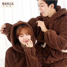 情侣睡衣卡通冬季长袖珊瑚绒女士可爱法兰绒居家服家居服套装男女