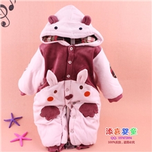 2013年热销新款婴幼锦友小兔封挡哈衣婴儿长袖连体衣棉爬服Y4358