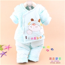 批发2013童冬款汤博士婴儿装婴幼小老虎棉衣偏开套装童套装1005