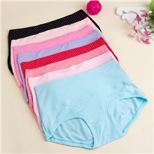 蓓娅琪小高腰莫代尔小圆点女士内裤纯色无痕女式女内裤2054