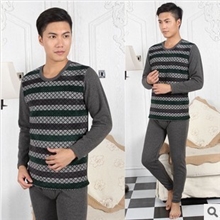 生产男士双绒印花男士纯棉保暖内衣套装圆领不倒绒秋衣秋裤