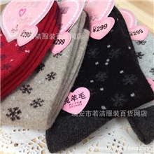 批发供应冬天必备兔毛女袜保暖兔羊毛袜兔毛袜子小雪花