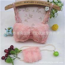 日系可爱毛毛绒绒少女内衣套装性感毛茸茸三排扣调整文胸批发混