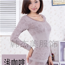 秋冬蕾丝低领圆领内衣莫代尔无缝美体女士保暖内衣套装秋衣秋裤