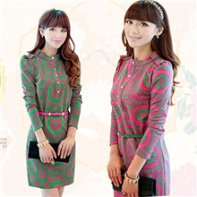 2013新款女装秋季复古打底连衣裙修身长袖收腰气质大码裙子批发