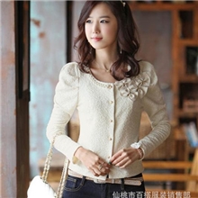 2013春装小外套韩版女装蝴蝶结钉珠修身提花皱小外套
