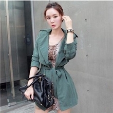 2013年春韩国新款双排扣肩章系腰带风衣外套13072#