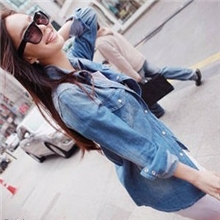 热销爆款2013爆款女装欧美风水洗渐变色长袖牛仔衬衣衬衫