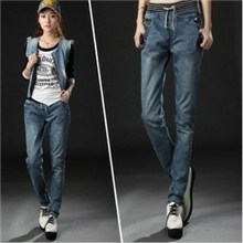 原单款韩版女裤松紧腰牛仔裤休闲铅笔裤女式牛仔长裤