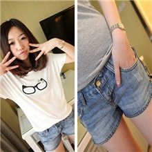 2013热销款侧面拉链水洗蓝色女式低腰牛仔短裤热裤女