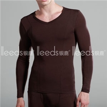 lleeds银鹿时尚性感莫代尔男士修身打底秋衣套装薄款保暖